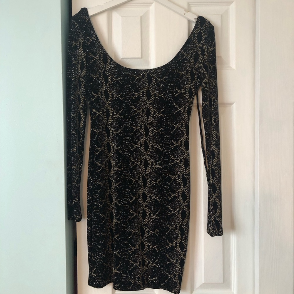 Arden B glitter snakeskin print mini dress